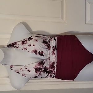 Shein Floral Print Ruched One Piece Swimsuit Sleeve